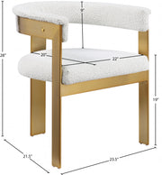 Romeo Boucle Fabric Upholstered Dining Chair in Cream, Set of 2 - 832Cream-C