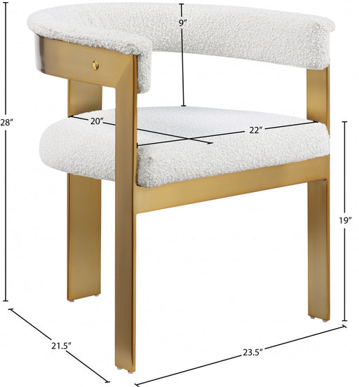 Romeo Boucle Fabric Upholstered Dining Chair in Cream, Set of 2 - 832Cream-C