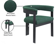 Romeo Boucle Fabric Upholstered Dining Chair in Green, Set of 2 - 471Green-C