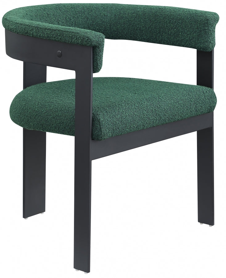 Romeo Boucle Fabric Upholstered Dining Chair in Green, Set of 2 - 471Green-C