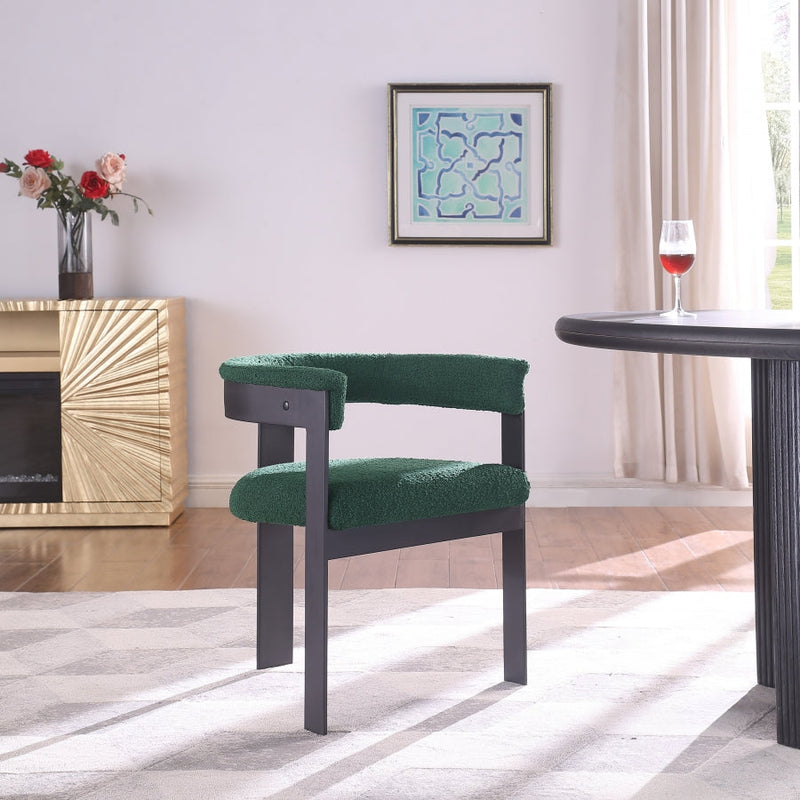 Romeo Boucle Fabric Upholstered Dining Chair in Green, Set of 2 - 471Green-C