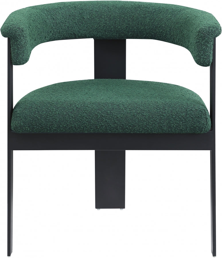Romeo Boucle Fabric Upholstered Dining Chair in Green, Set of 2 - 471Green-C