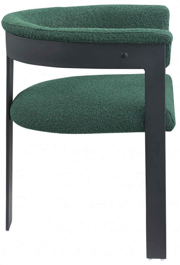 Romeo Boucle Fabric Upholstered Dining Chair in Green, Set of 2 - 471Green-C