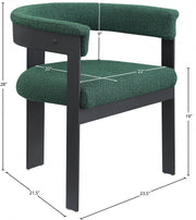 Romeo Boucle Fabric Upholstered Dining Chair in Green, Set of 2 - 471Green-C