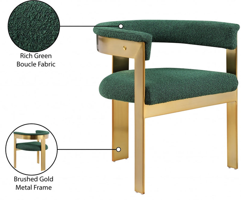 Romeo Boucle Fabric Upholstered Dining Chair in Green, Set of 2 - 832Green-C