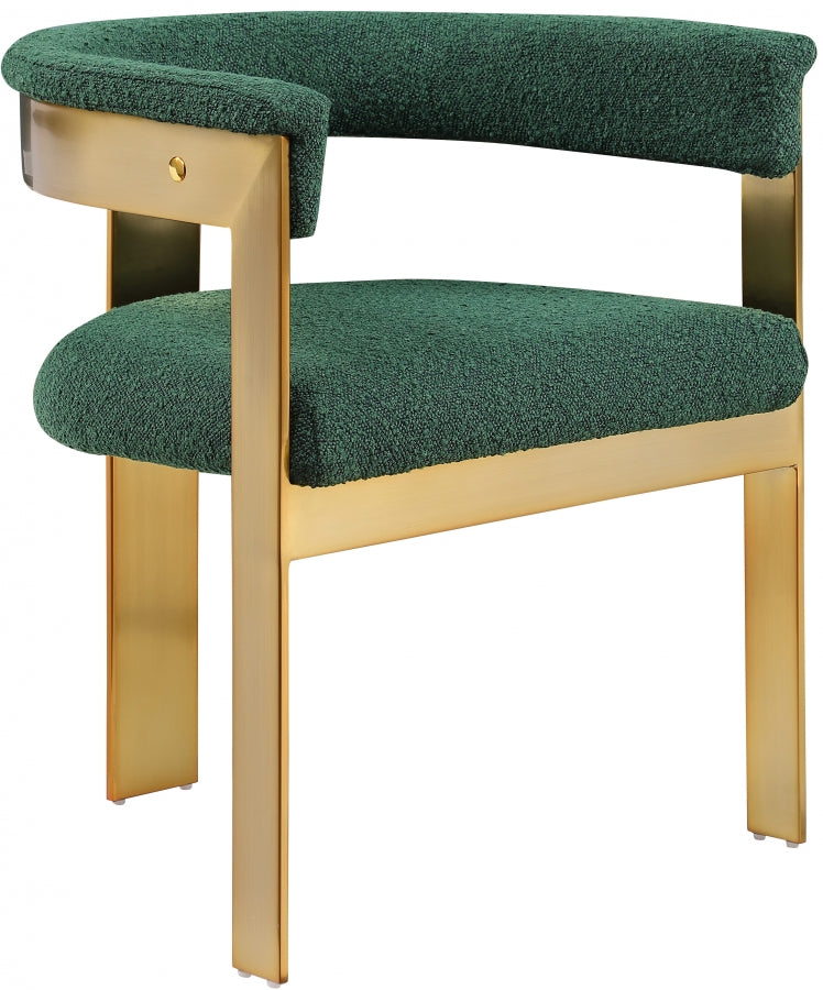Romeo Boucle Fabric Upholstered Dining Chair in Green, Set of 2 - 832Green-C