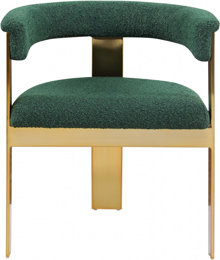 Romeo Boucle Fabric Upholstered Dining Chair in Green, Set of 2 - 832Green-C