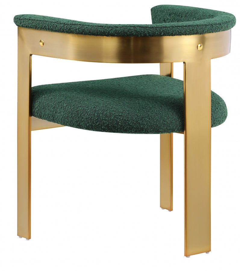 Romeo Boucle Fabric Upholstered Dining Chair in Green, Set of 2 - 832Green-C