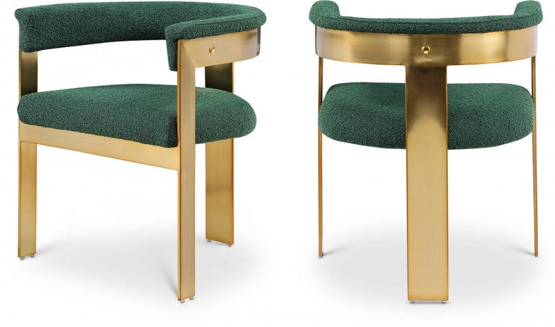 Romeo Boucle Fabric Upholstered Dining Chair in Green, Set of 2 - 832Green-C