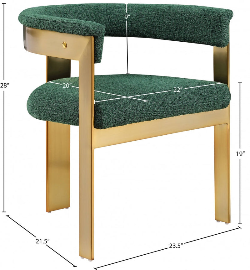 Romeo Boucle Fabric Upholstered Dining Chair in Green, Set of 2 - 832Green-C