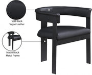 Romeo Vegan Leather Upholstered Dining Chair in Black, Set of 2 - 470Black-C