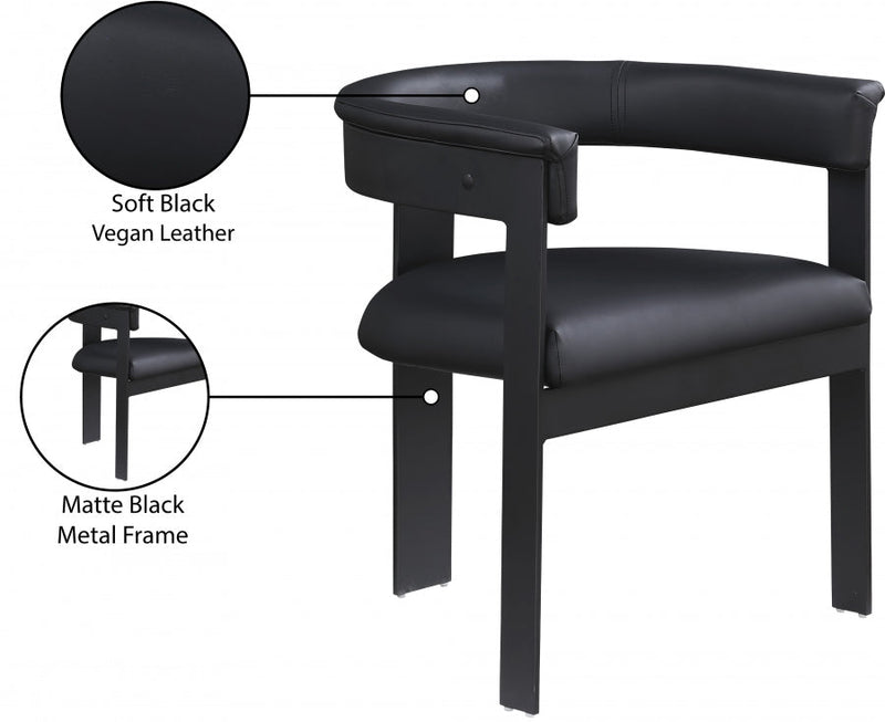 Romeo Vegan Leather Upholstered Dining Chair in Black, Set of 2 - 470Black-C