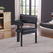 Romeo Vegan Leather Upholstered Dining Chair in Black, Set of 2 - 470Black-C