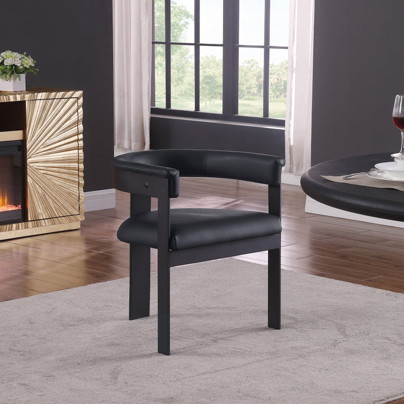 Romeo Vegan Leather Upholstered Dining Chair in Black, Set of 2 - 470Black-C