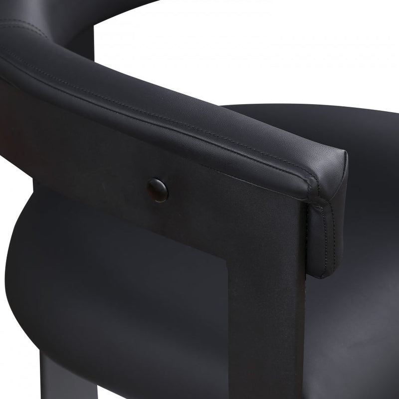 Romeo Vegan Leather Upholstered Dining Chair in Black, Set of 2 - 470Black-C