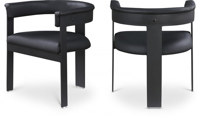 Romeo Vegan Leather Upholstered Dining Chair in Black, Set of 2 - 470Black-C