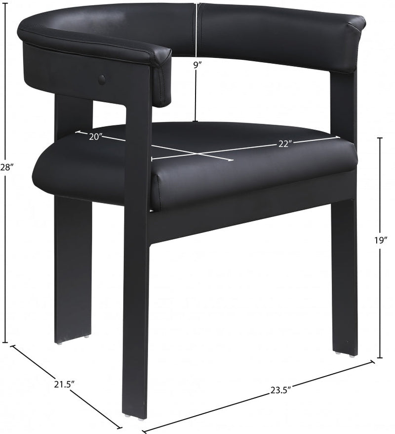 Romeo Vegan Leather Upholstered Dining Chair in Black, Set of 2 - 470Black-C