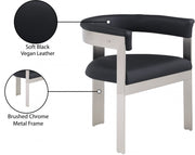 Romeo Vegan Leather Upholstered Dining Chair in Black, Set of 2 - 726Black-C