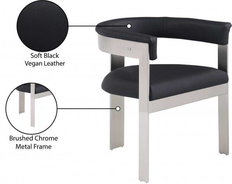 Romeo Vegan Leather Upholstered Dining Chair in Black, Set of 2 - 726Black-C