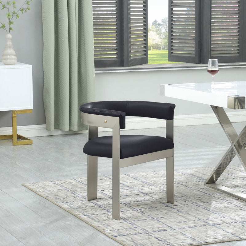 Romeo Vegan Leather Upholstered Dining Chair in Black, Set of 2 - 726Black-C