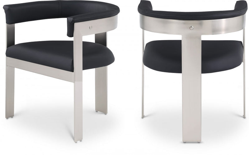 Romeo Vegan Leather Upholstered Dining Chair in Black, Set of 2 - 726Black-C