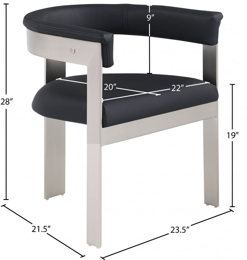 Romeo Vegan Leather Upholstered Dining Chair in Black, Set of 2 - 726Black-C