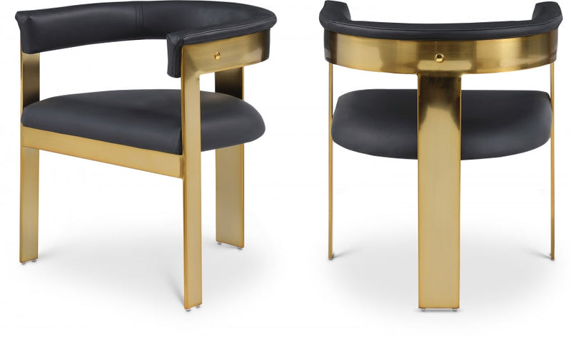 Romeo Vegan Leather Upholstered Dining Chair in Black, Set of 2 - 831Black-C