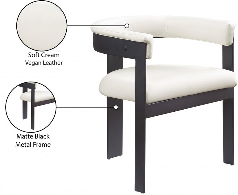 Romeo Vegan Leather Upholstered Dining Chair in Cream, Set of 2 - 470Cream-C