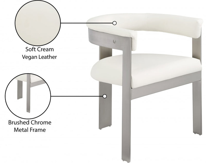 Romeo Vegan Leather Upholstered Dining Chair in Cream, Set of 2 - 726Cream-C