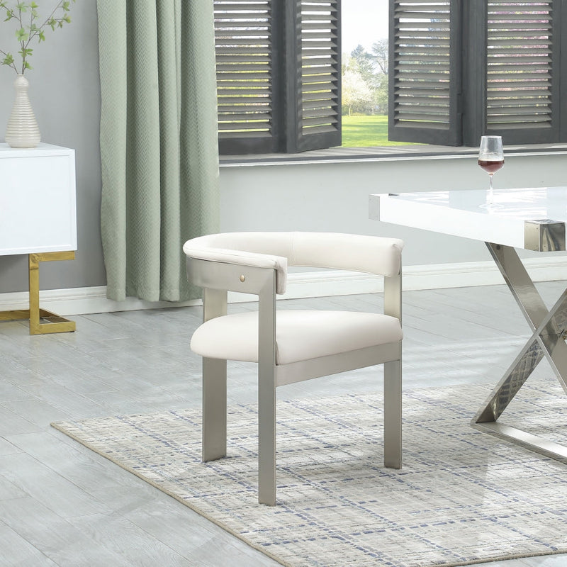 Romeo Vegan Leather Upholstered Dining Chair in Cream, Set of 2 - 726Cream-C