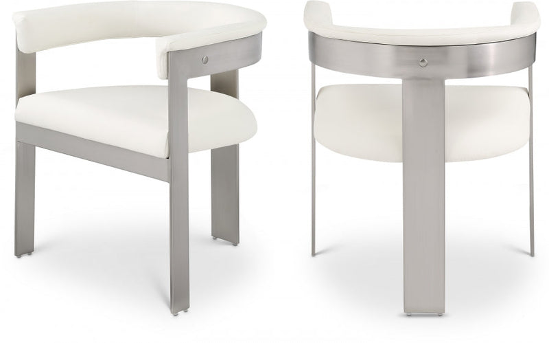 Romeo Vegan Leather Upholstered Dining Chair in Cream, Set of 2 - 726Cream-C