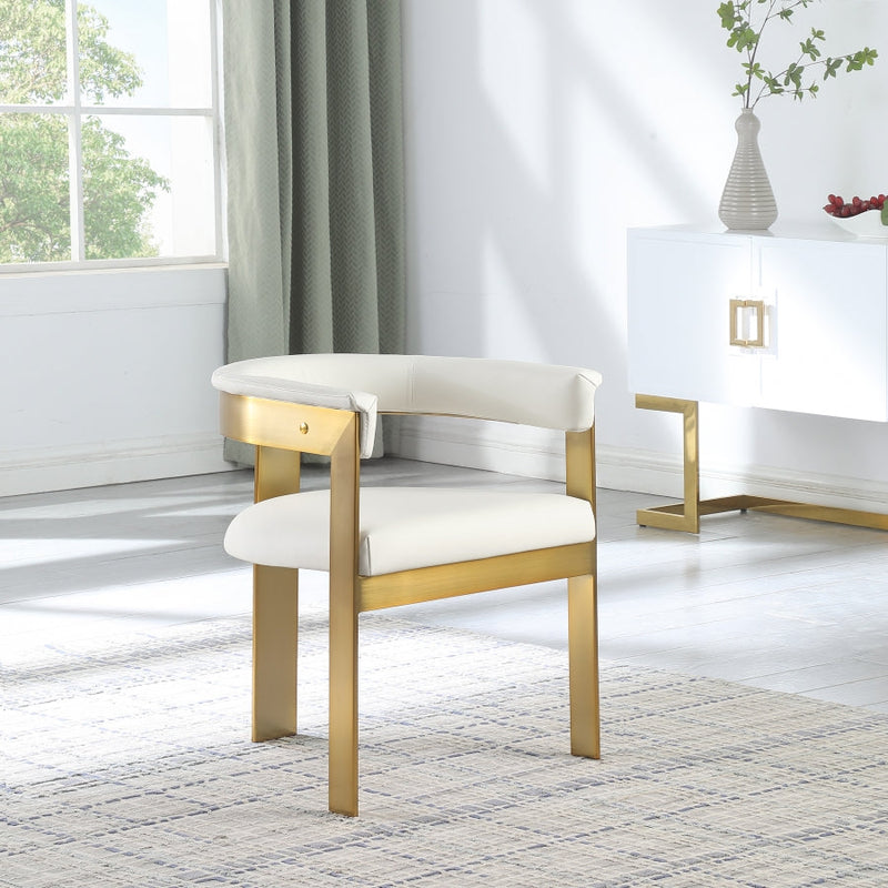 Romeo Vegan Leather Upholstered Dining Chair in Cream, Set of 2 - 831Cream-C