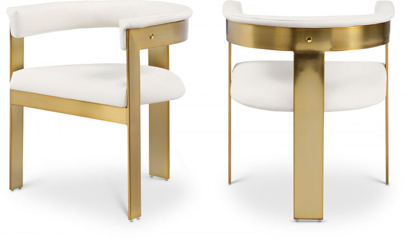 Romeo Vegan Leather Upholstered Dining Chair in Cream, Set of 2 - 831Cream-C