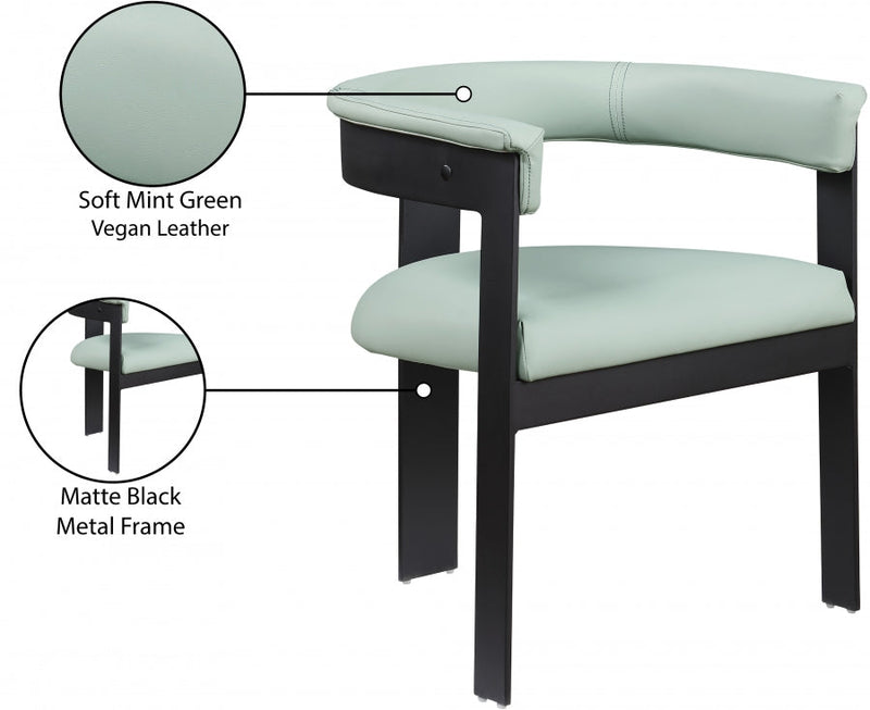 Romeo Vegan Leather Upholstered Dining Chair in Mint, Set of 2 - 470Mint-C