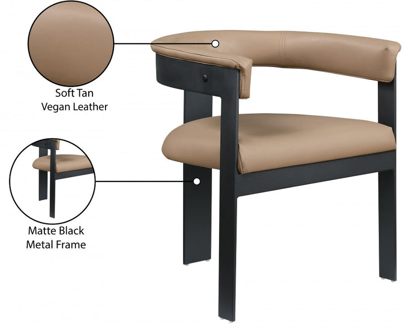 Romeo Vegan Leather Upholstered Dining Chair in Natural, Set of 2 - 470Tan-C