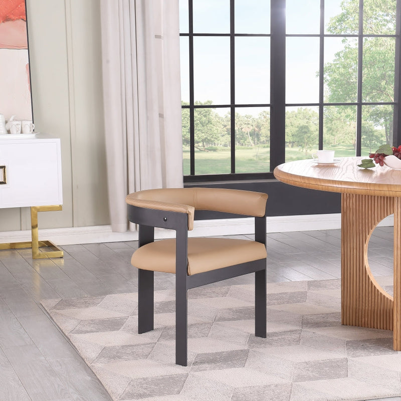 Romeo Vegan Leather Upholstered Dining Chair in Natural, Set of 2 - 470Tan-C