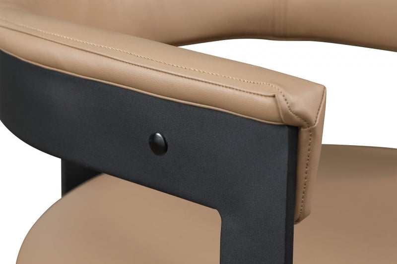 Romeo Vegan Leather Upholstered Dining Chair in Natural, Set of 2 - 470Tan-C