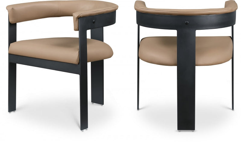 Romeo Vegan Leather Upholstered Dining Chair in Natural, Set of 2 - 470Tan-C