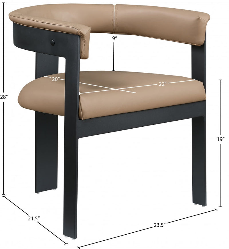 Romeo Vegan Leather Upholstered Dining Chair in Natural, Set of 2 - 470Tan-C