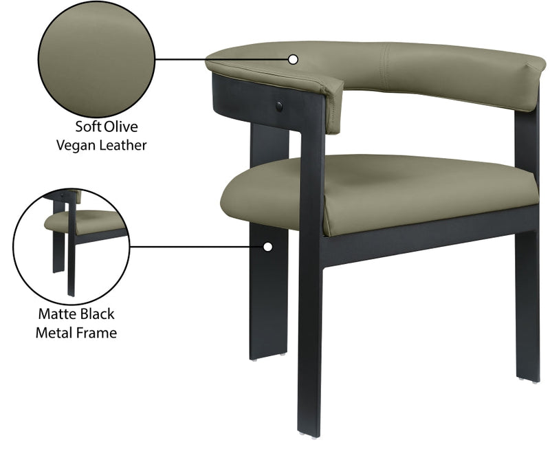 Romeo Vegan Leather Upholstered Dining Chair in Olive, Set of 2 - 470Olive-C