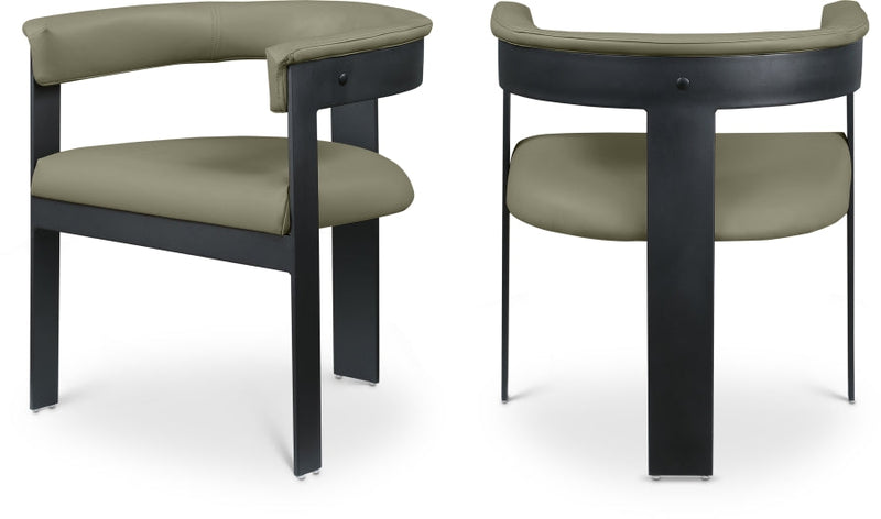 Romeo Vegan Leather Upholstered Dining Chair in Olive, Set of 2 - 470Olive-C