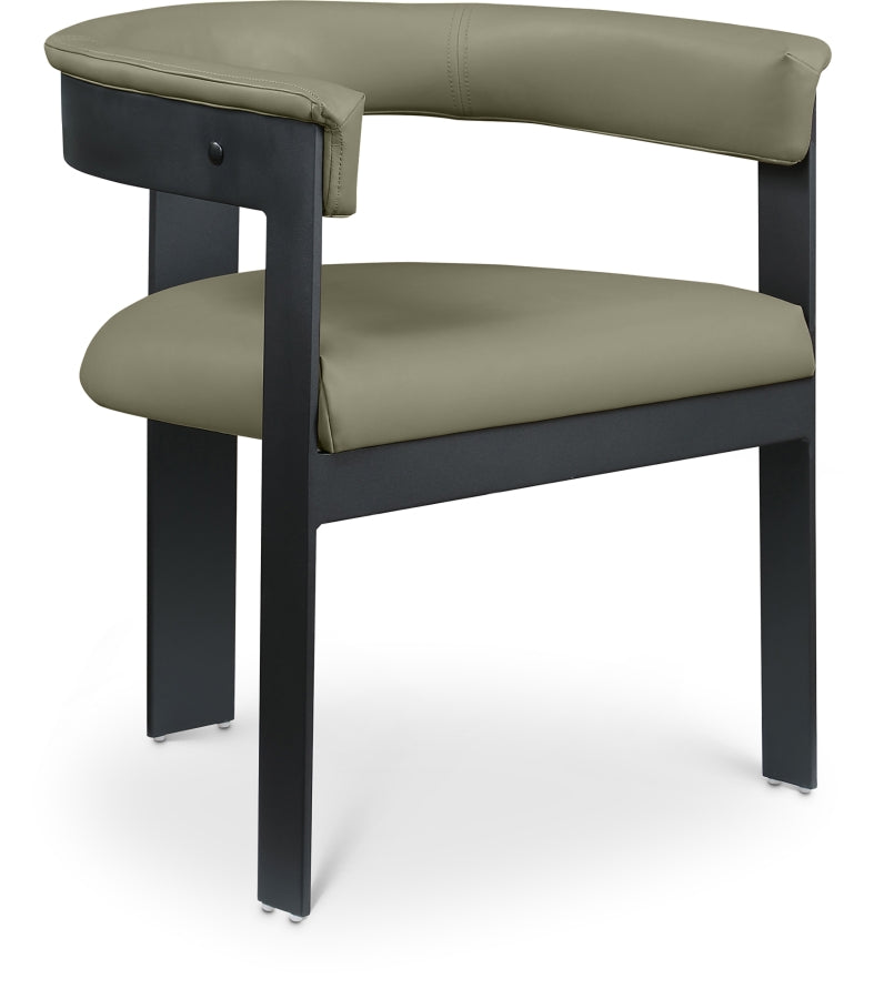 Romeo Vegan Leather Upholstered Dining Chair in Olive, Set of 2 - 470Olive-C