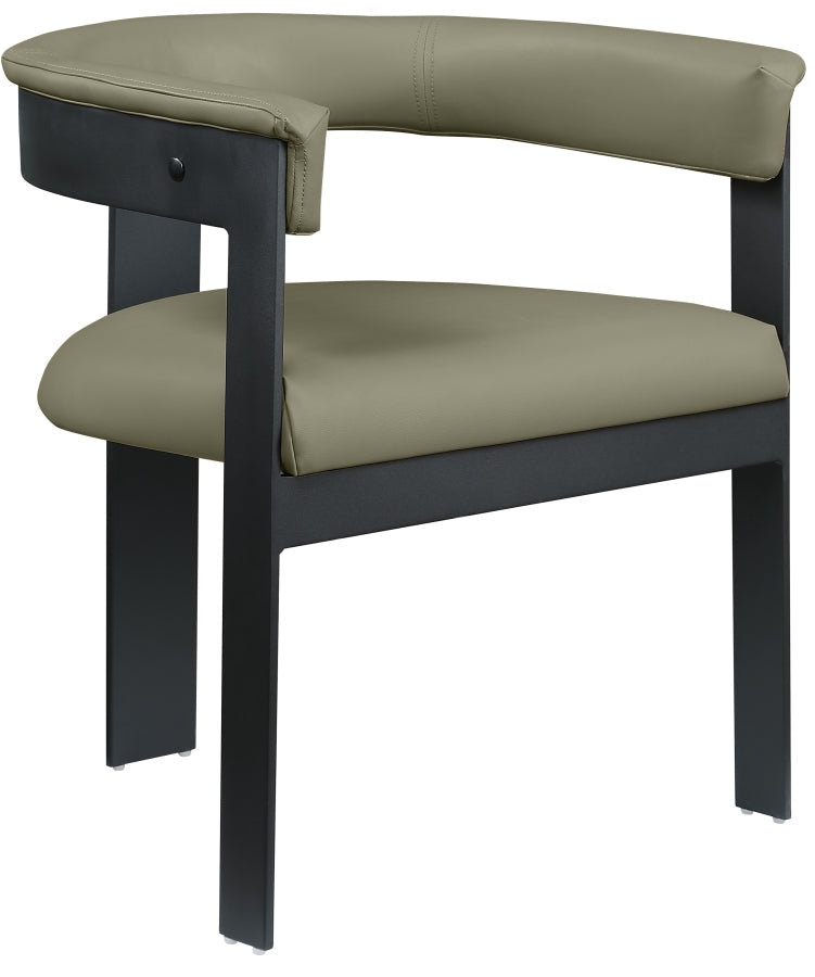 Romeo Vegan Leather Upholstered Dining Chair in Olive, Set of 2 - 470Olive-C