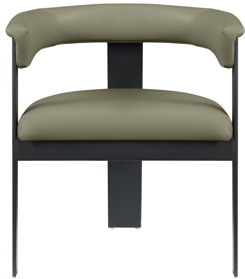 Romeo Vegan Leather Upholstered Dining Chair in Olive, Set of 2 - 470Olive-C