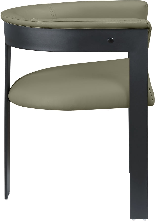 Romeo Vegan Leather Upholstered Dining Chair in Olive, Set of 2 - 470Olive-C