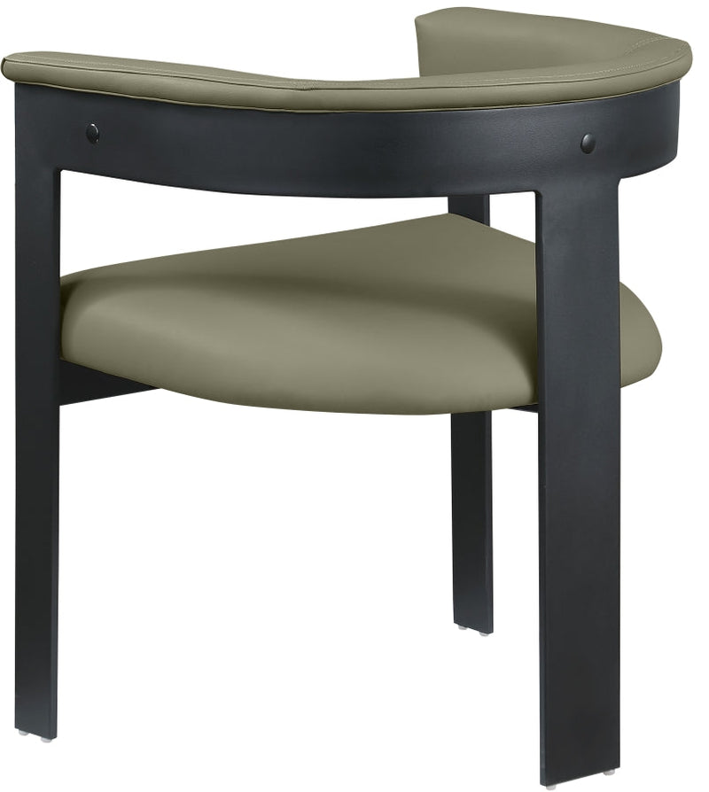 Romeo Vegan Leather Upholstered Dining Chair in Olive, Set of 2 - 470Olive-C