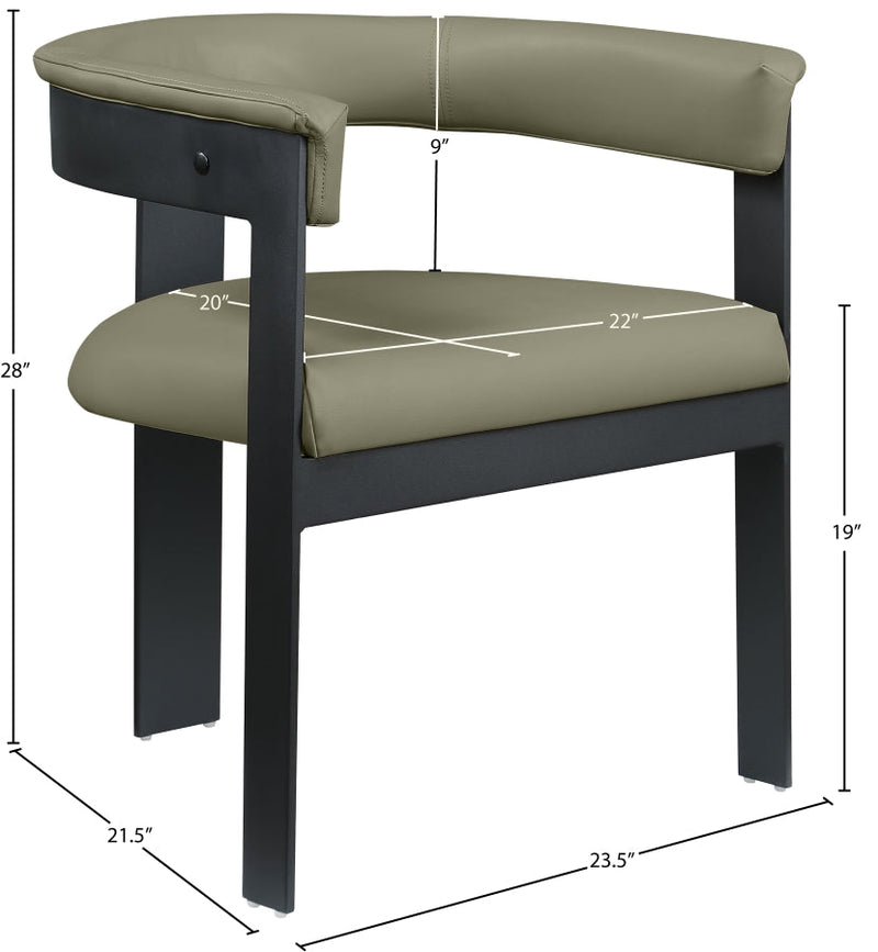 Romeo Vegan Leather Upholstered Dining Chair in Olive, Set of 2 - 470Olive-C