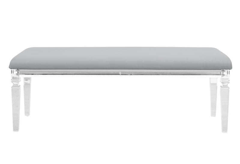 Romo White Bench With Acrylic Legs - Gate FurnitureBenches