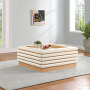 Rory Vegan Leather And Oak Veneer Coffee Table in Cream - 210Cream-CT