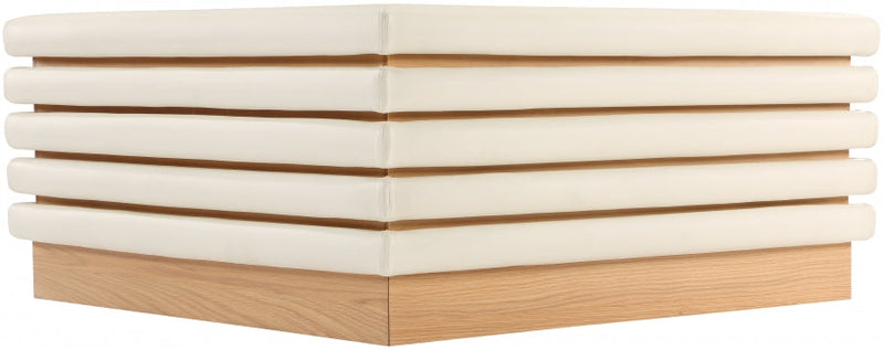 Rory Vegan Leather And Oak Veneer Coffee Table in Cream - 210Cream-CT
